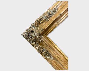 20 x 30 In Stock - Ready to Ship, Traditional compo Xl ornate corners wood frame, PECAN STAIN FINISH, vintage wood picture frame, antique