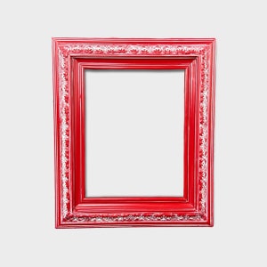 Custom Wood Frame With Compo Ornate Trim. DISTRESSED RED Frame,red ...