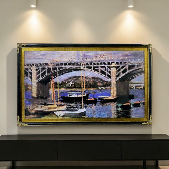 55, 65 & 75 Inch Hisense Canvas TV Ornate Frame, Glossy Black With
