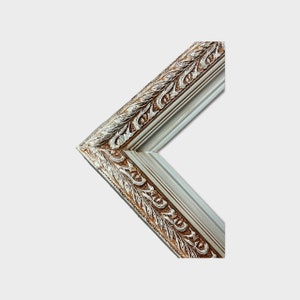 20 x 24 In stock ready to ship, Silver leaf wood picture frame, ornate frame, botanical pattern, antique frame, vintage frame, custom