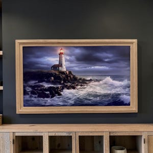 32" to 75" Inch TV frame for Samsung The Frame TV and Frame Pro TV models, Rustic Driftwood finish, not meant for use with other TVs. image 2