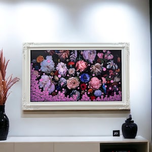 32" to 50" inch Ornate frame for Samsung The Frame TV and Frame Pro TV models, White with Satin finish, not meant for use with other TVs.