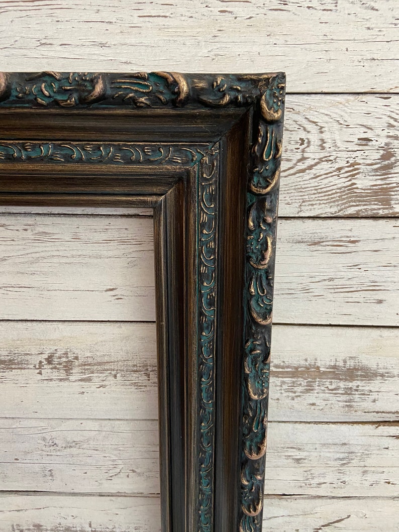 Vintage style wood picture frame with compo ornate trim. Etsy