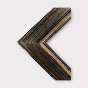 Rustic Wood Frame Burlap Linen Liner, Dark Distressed Finish (Custom Sizes Available, 4 Inch Wide Molding, Solid Wood)