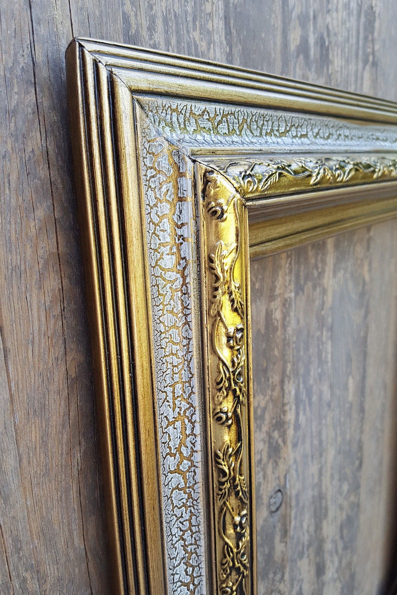 Classic Style Wood Picture Frame Crackle Finish Gold Leaf Etsy