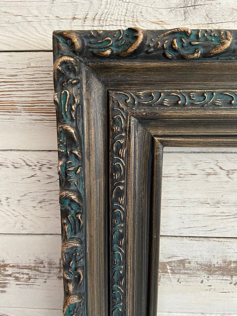 Vintage style wood picture frame with compo ornate trim. Etsy