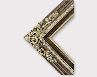 Traditional compo XL ornate corners wood frame, DARK BRONZE, vintage wood picture frame, antique style frame,custom picture frame,canvas