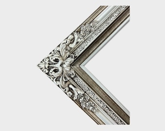Traditional compo XL ornate corners wood frame, Vintage Silver , vintage wood picture frame, antique style frame,custom picture frame,canvas