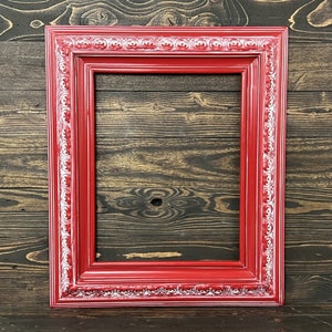 Custom Wood Frame With Compo Ornate Trim. DISTRESSED RED Frame,red ...