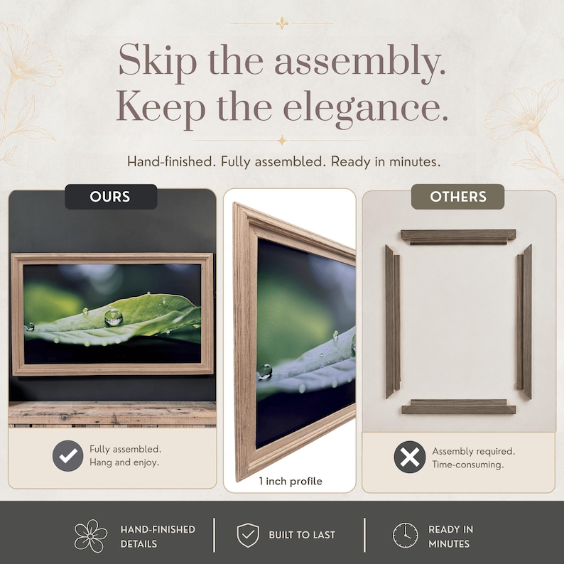 32" to 75" Inch TV frame for Samsung The Frame TV and Frame Pro TV models, Rustic Driftwood finish, not meant for use with other TVs. image 5