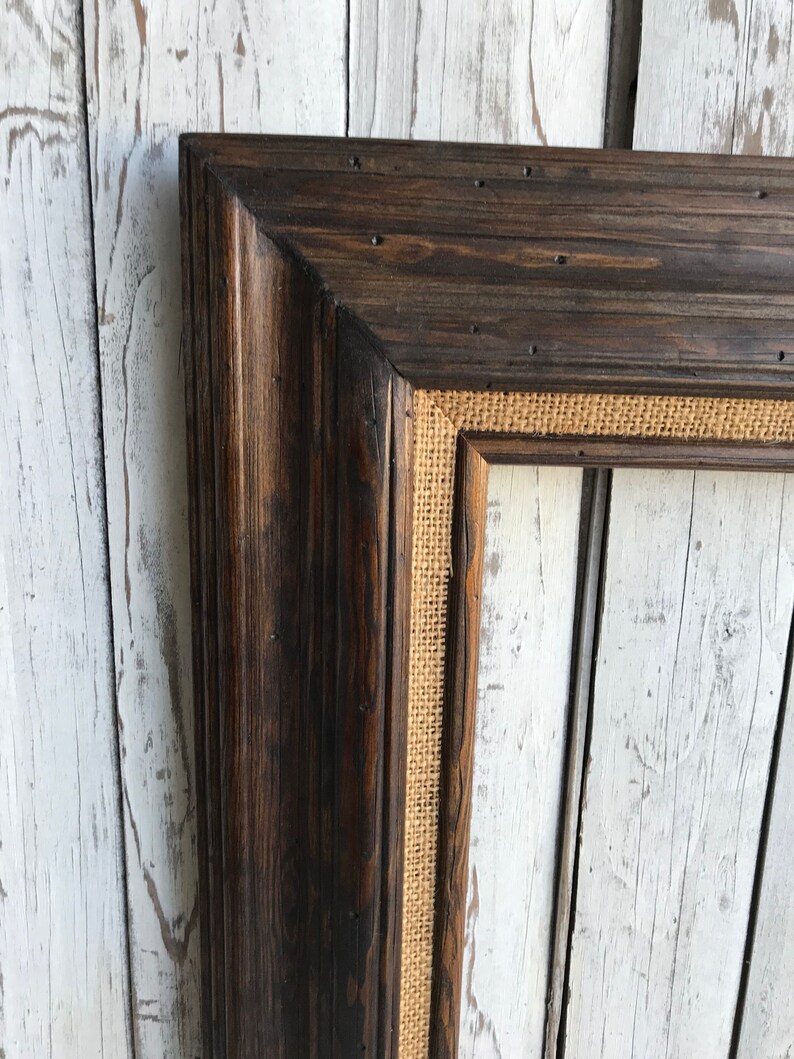 wood rustic frame country frame Rustic wood frame with burlap linen