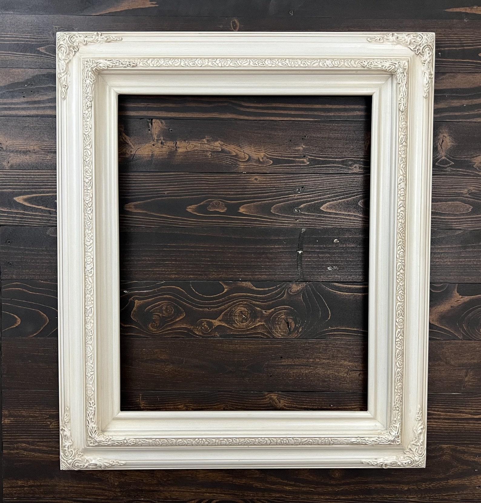 Frame Compo Traditional Compo Ornate Wood Frame, IVORY FINISH, White Wood Picture ...