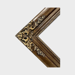 Classic Antique low profile custom frame, XL ornate corners, vintage frame,canvas frame, bronze frame, gold frame, custom sizes available
