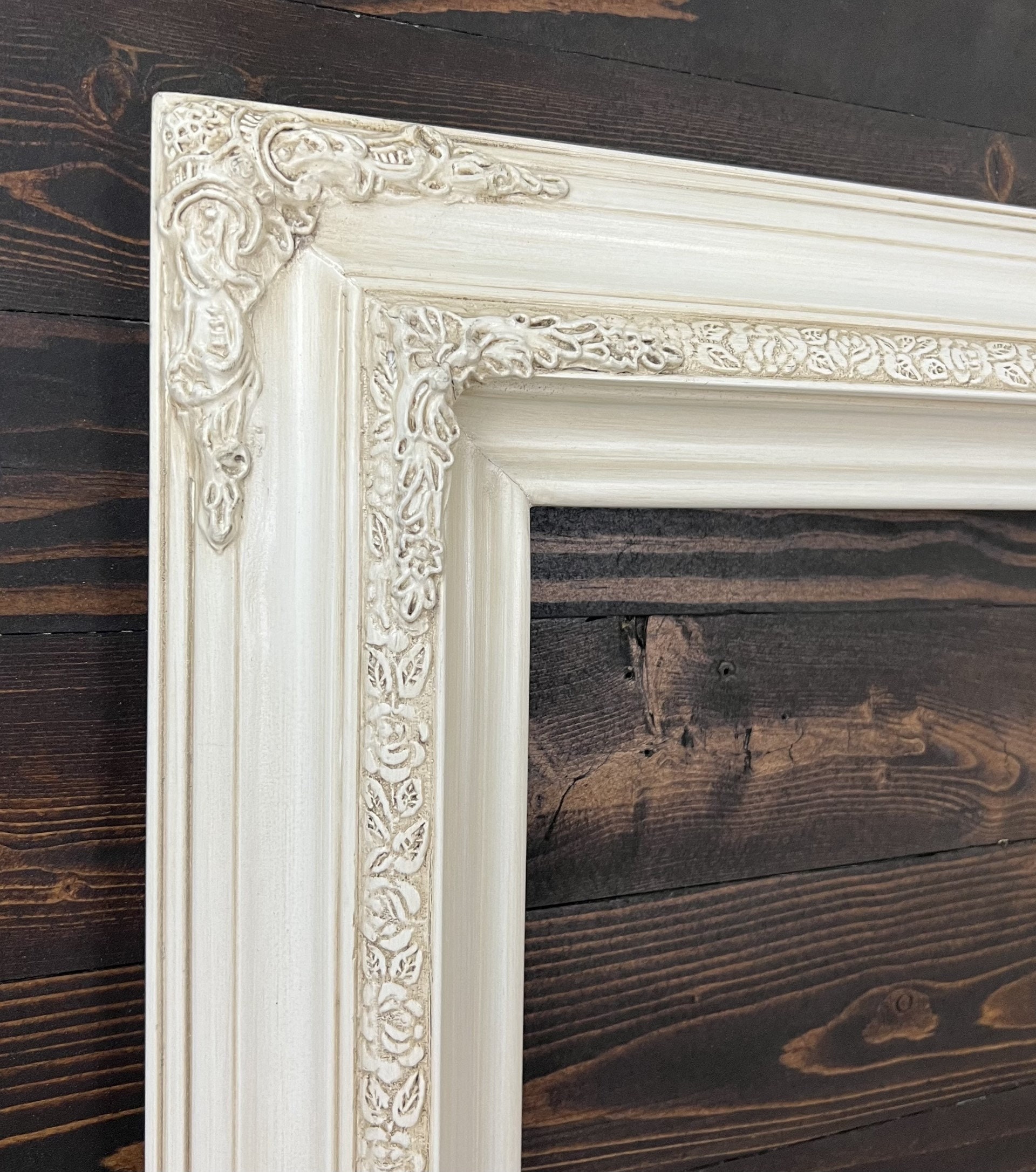 Frame Compo Traditional Compo Ornate Wood Frame, IVORY FINISH, White Wood Picture ...