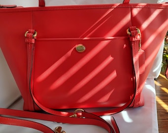 Vintage Coach 9957 Bella Court RED Leather Shoulder Bag EXC COND