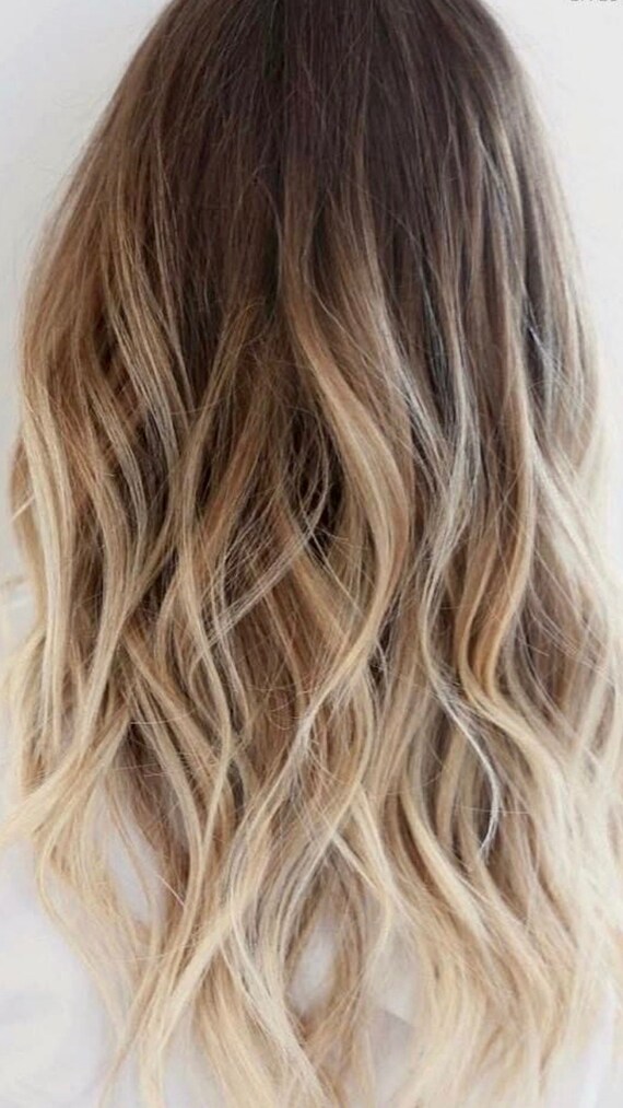 Balayage Ombre Remy Echthaar Extensions Gewellt 6 Stuck Clip In Mittelbraun Blond 16