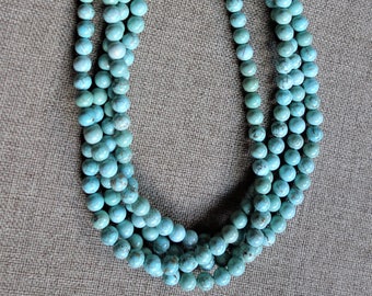 Boho, double brin collier Charleston turquoise