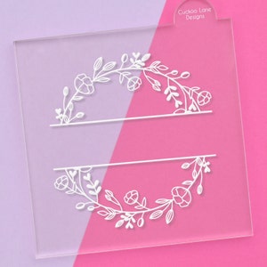 Blank Floral Border Debosser Embosser Stamp, Empty Split Monogram Frame Stamp With Flowers For Cookie And Cupcake Fondant Icing 3D Outbosser