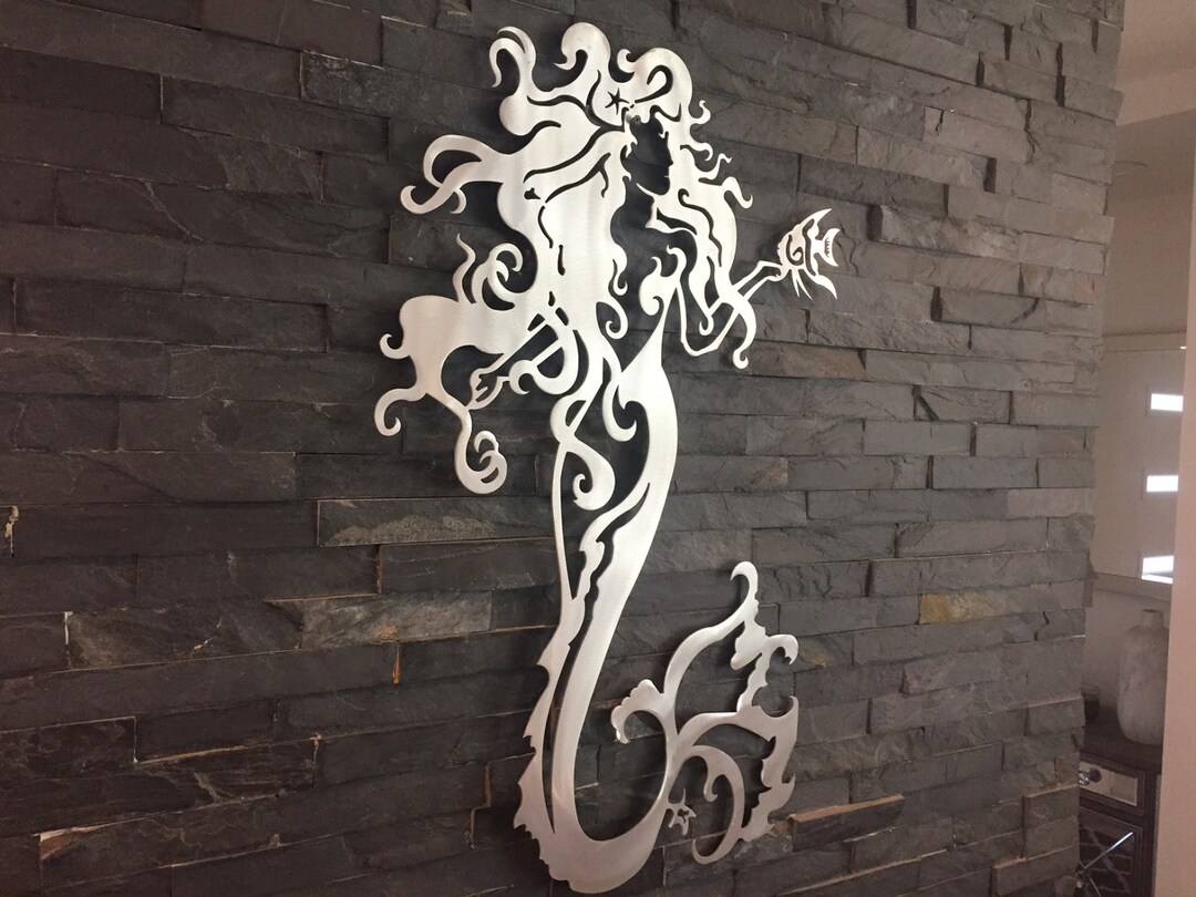 Mermaid Metal Wall Art Home Decor Aluminum Fish Metal Fish Art