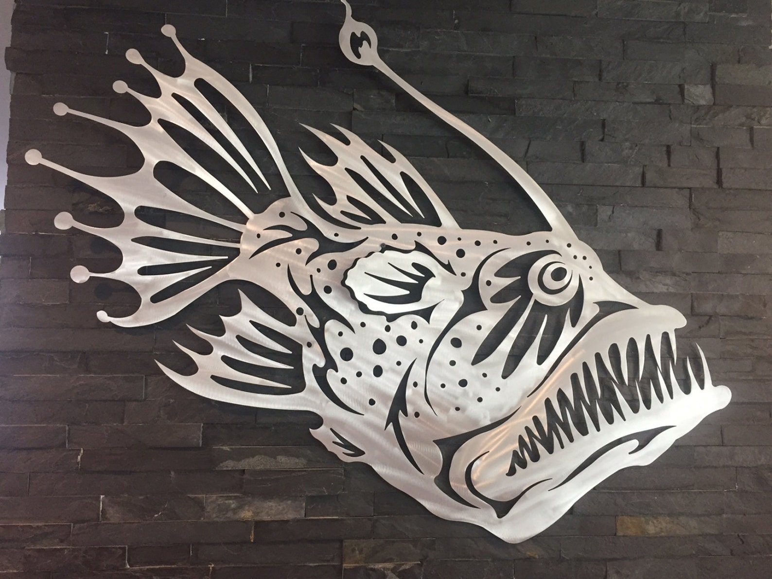 Angler Fish Metal Wall Art Home Decor Garden Aluminum Metal Etsy