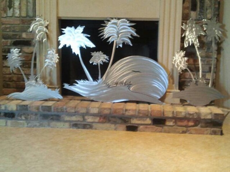 Palmtree Beach Scene Metal Wall Art Metal Home Wall Art Decor Etsy