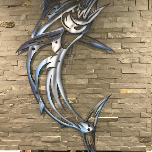 Marlin Fish Metal Wall Art Fish Decor Custom Art Work Steel Etsy