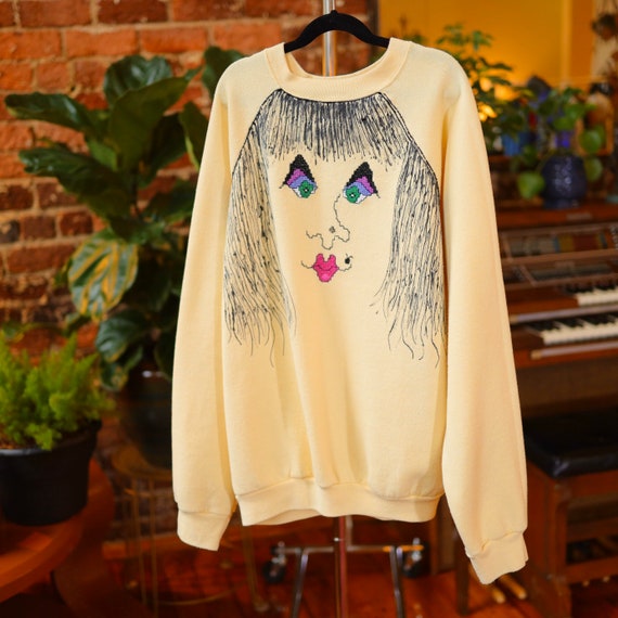 Unique Handmade Oversized Sweatshirt ~ Needlepoint