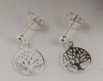 Orecchini A Perno Rotondi In Argento Sterling 925 Con Albero Della Vita In Filigrana – Gioiello Elegante E Simbolico, Diametro 15 Mm
