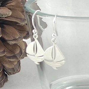 Sterling Silver Sailboat Yacht Boat Earrings, Sea Maritime Sailing Nautical Earrings, Sailor Captain Jewellery, UK Handmade Jewellery