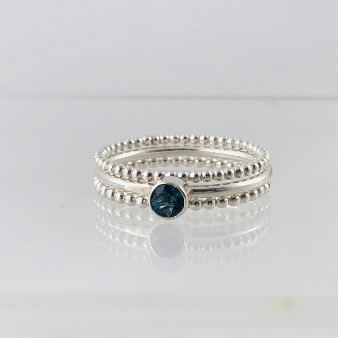Silver & Blue Topaz Stacking Rings, Set of 3 Sterling Silver and London ...
