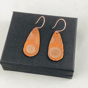 Oxidized Copper Dangle Earrings: Hammered Patina Jewelry