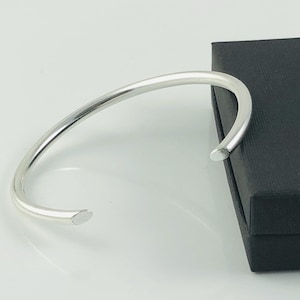 Heavy Silver Torque Bangle, Hallmarked Sterling Silver Chunky Open Bangle, 925 Solid Silver Minimalist Torc Bangle