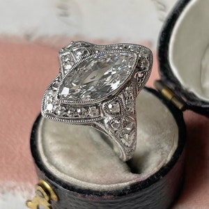 Late Edwardian/ Early Art Deco Marquise Cut Diamond Engagement Ring