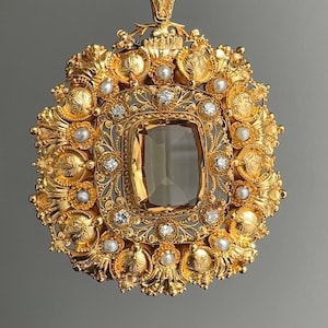 Georgian Citrine Cannetille Pendant