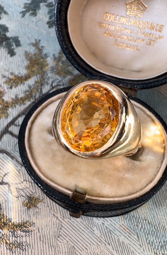 Vintage 18K Citrine Signet Ring