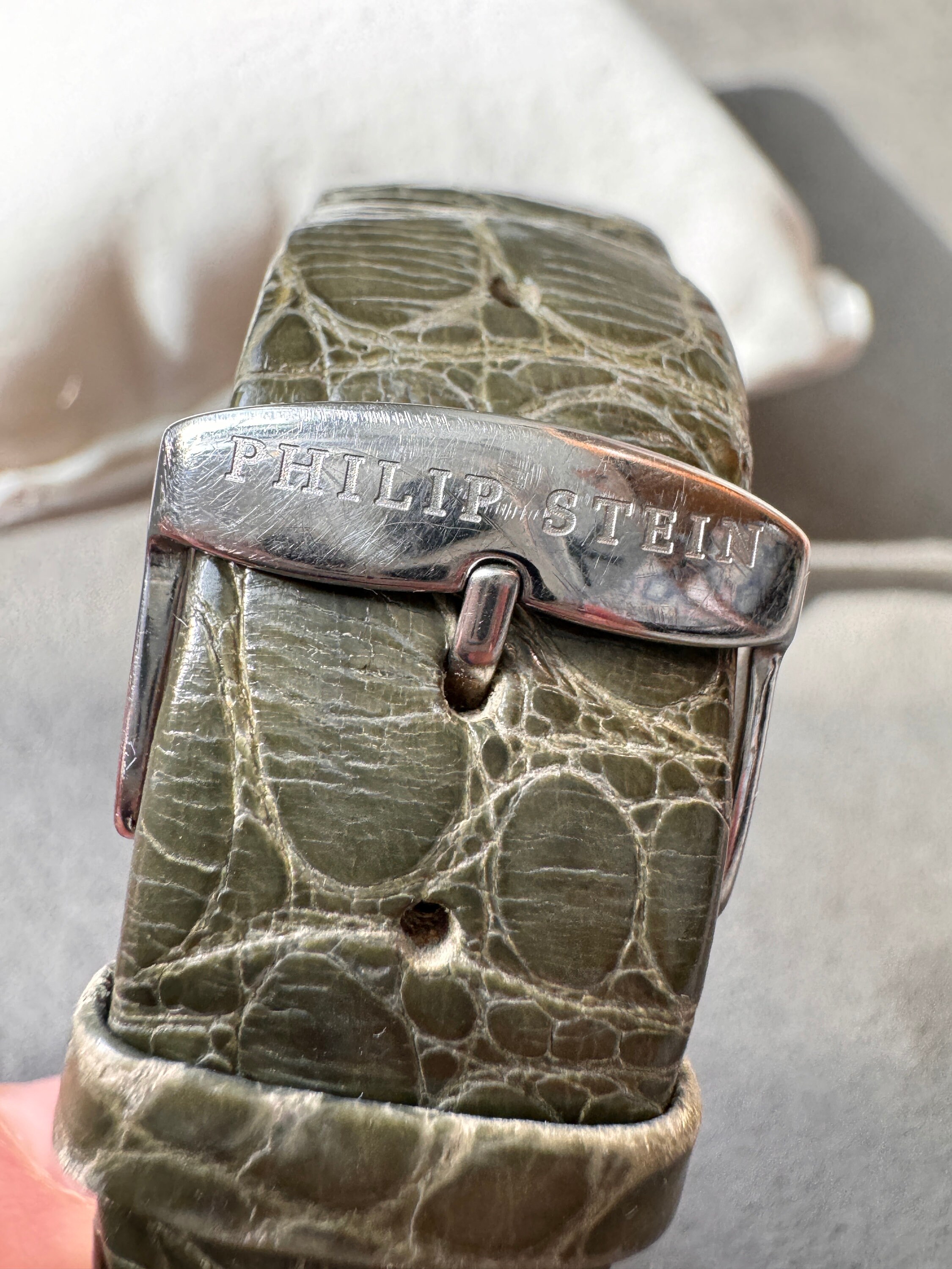 Philip Stein Watch Double Pave Mini W/ Silver Band Philip Stein Watch Duel Teslar White Leather Strap Stainless  main image 3