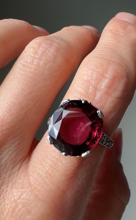 Edwardian Purple Spinel and Diamond Ring