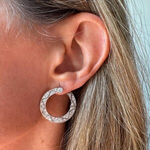 Art Deco Platinum and Diamond Forward Facing Hoop Earrings