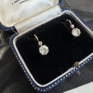 Antique 14K Vienna Austro-Hungarian Old European Cut Diamond Dormeuse Earrings