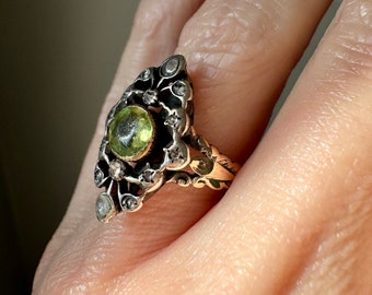 Antique 18th C Peridot and Diamond Ring