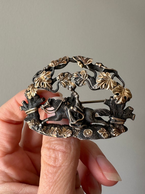 Renaissance Revival Silver and Gold Brooch after … - image 1