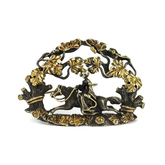 Renaissance Revival Silver and Gold Brooch after … - image 4
