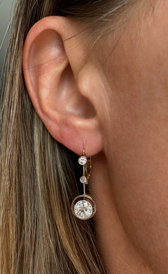 Art Deco Diamond Drop Earrings - VS2 H - image 4