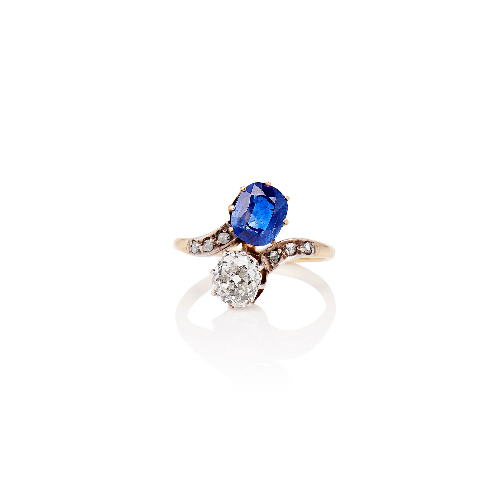 18k Edwardian Sapphire And Diamond Toi Et Moi Ring Etsy Canada
