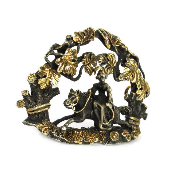 Renaissance Revival Silver and Gold Brooch after … - image 6