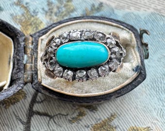Antique Georgian Turquoise and Diamond Ring