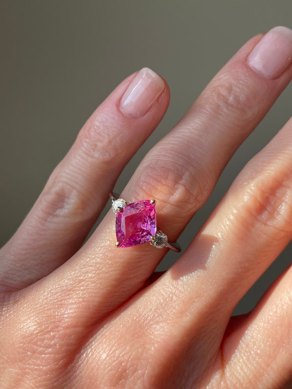 18K Pink Sapphire and Diamond Ring