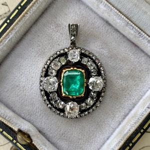 Mid-19th C Emerald and Diamond Pendant