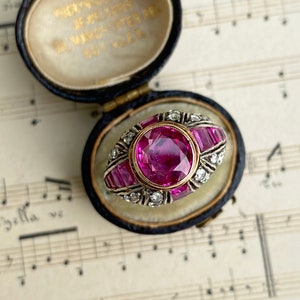 Antique Edwardian Ruby and Diamond Ring - Burma No Heat Certified