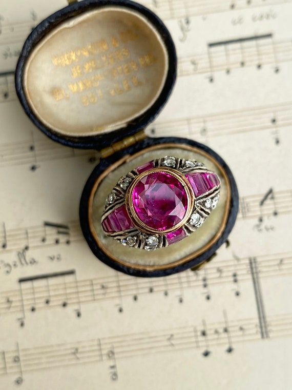 Antique Edwardian Ruby and Diamond Ring - Burma No